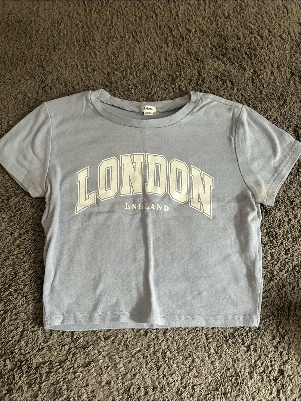 Garage Light Blue London England Graphic Crop Tee